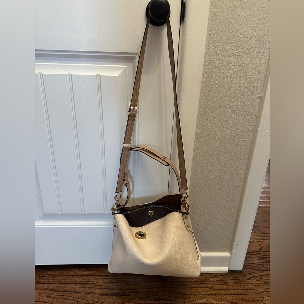 Coach Willow Cream Shoulder Bag with Gold Accents
